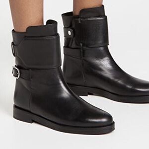 IRO JO BLACK LEATHER ROUND TOE BOOT SIVER BUCKLE SIZE 37